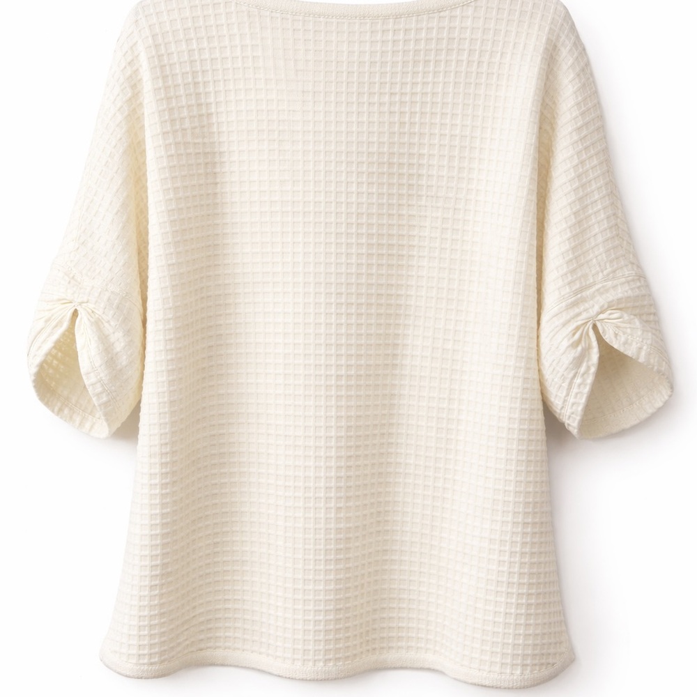 Max Studio Textured Cream Short Sleeve Top XL - Picture 2 of 8